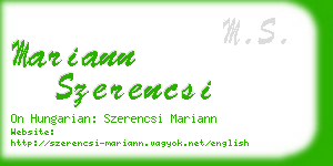 mariann szerencsi business card